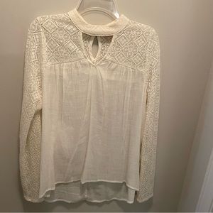 Red Camel White Gauzy Lace Blouse Women’s Size XL